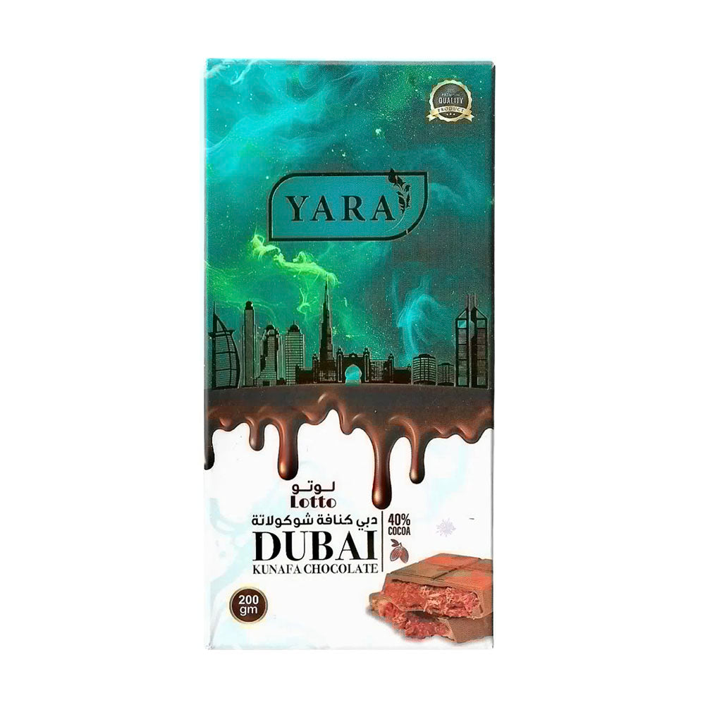 Dubai Pistachio Lotto Caramelised Biscuit Chocolate Bar Yara (200g) BB: 07/25