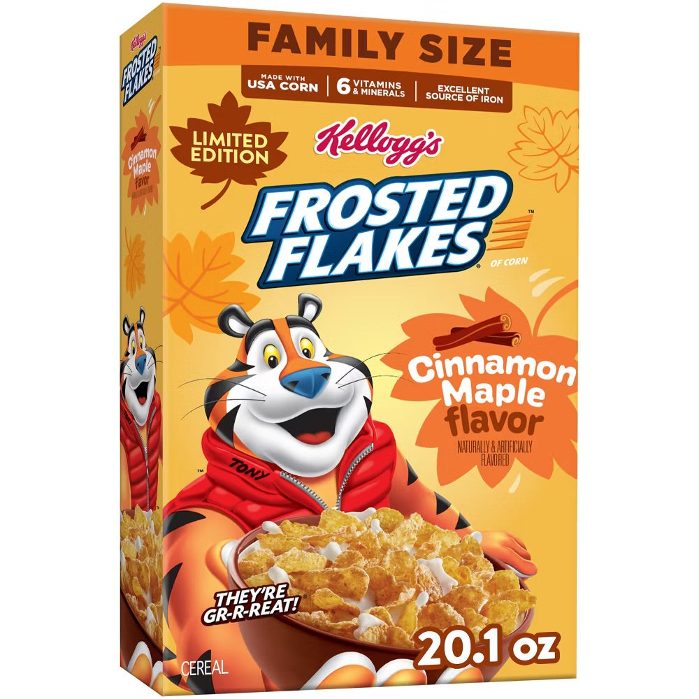 Kellogg's Frosted Flakes Cinnamon Maple Limited Edition Family Size Cereal (569g)
