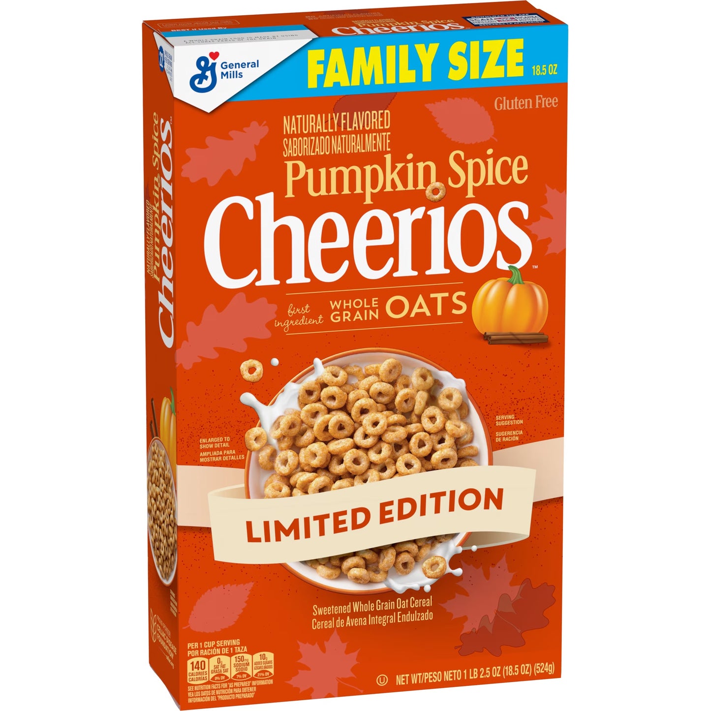 Cheerios Pumpkin Spice Limited Edition Family Size Cereal (524g)