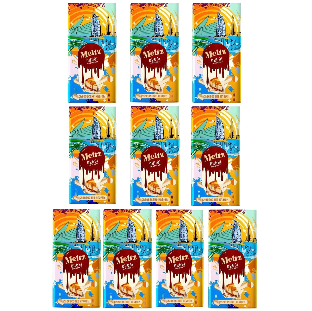 Meltz Dubai Cheesecake Knafeh 10 Pack Chocolate Bars