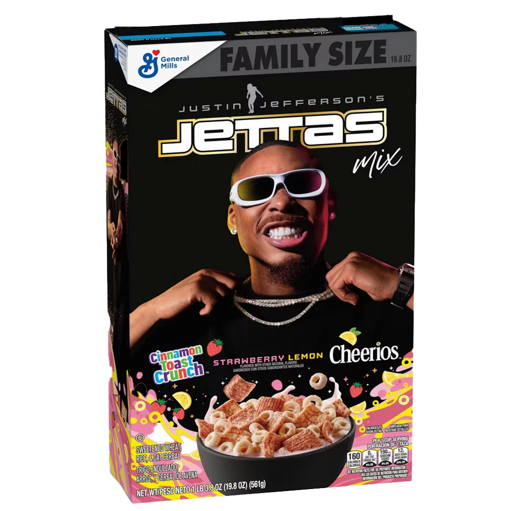 Justin Jefferson's Jettas Mix Cinnamon Toast Crunch & Cheerios Strawberry Lemon Family Size Cereal (561g)