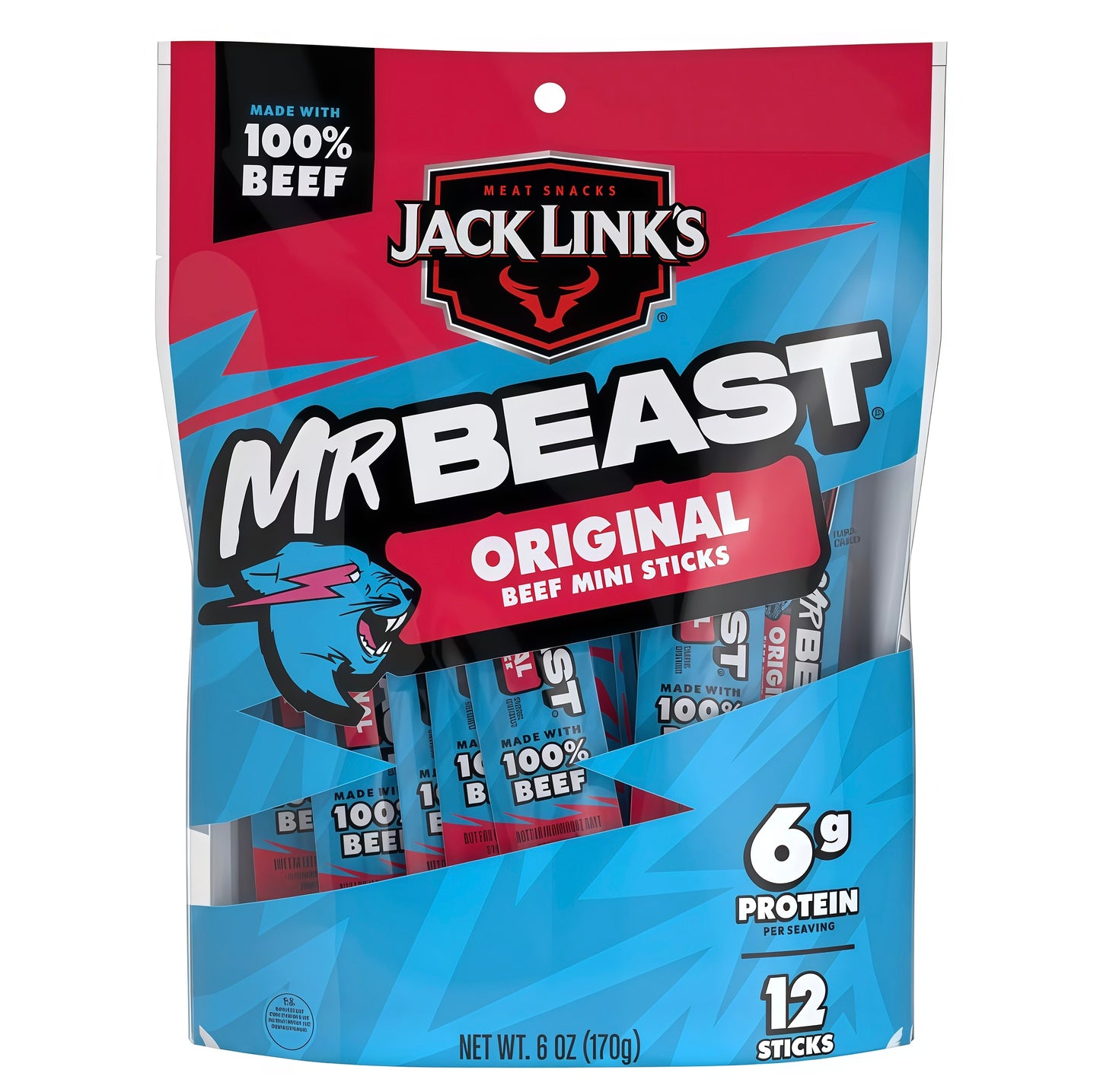 Jack Link’s MrBeast Original Mini Beef Sticks 12 Count (170g)