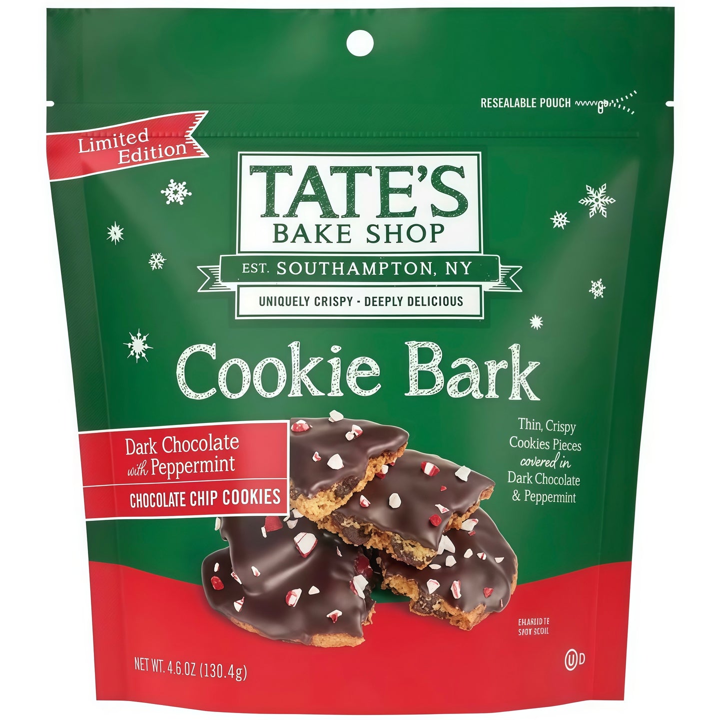 Tate’s Bake Shop Cookie Bark Dark Chocolate Peppermint Cookies Limited Edition (130g)