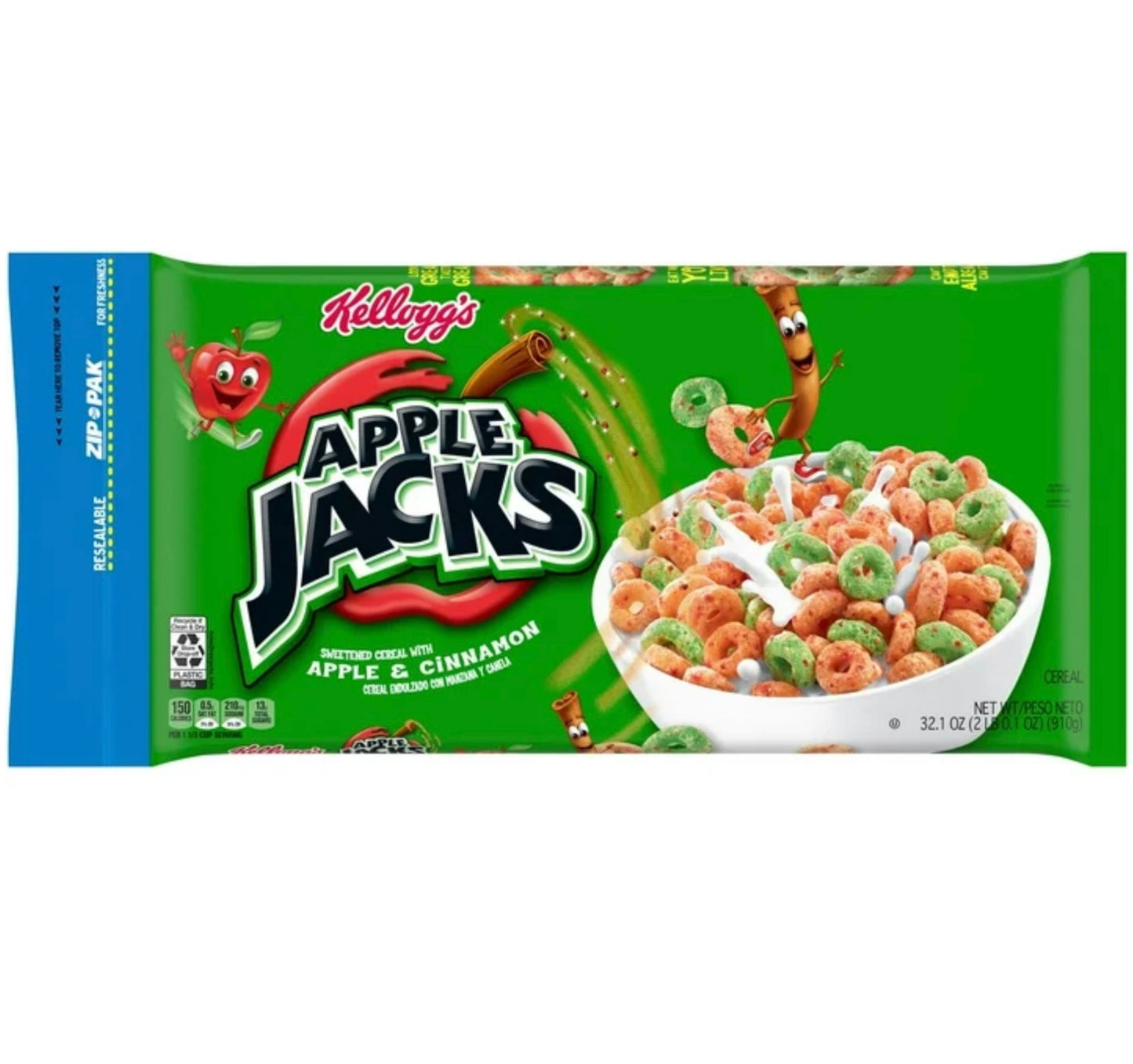 Kellogg’s Apple Jacks Resealable Bag Cereal (910g)