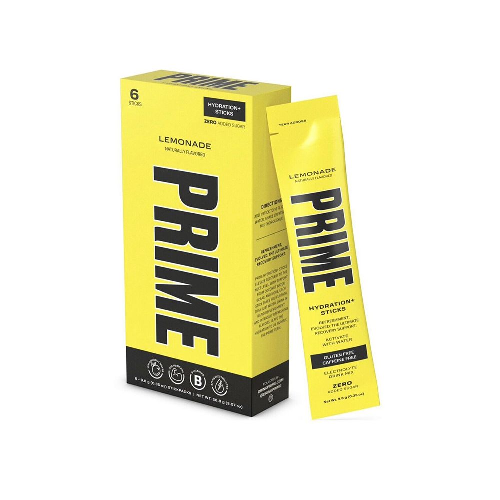 Prime Lemonade Hydration+ Sticks 6 Pack BB:05/25