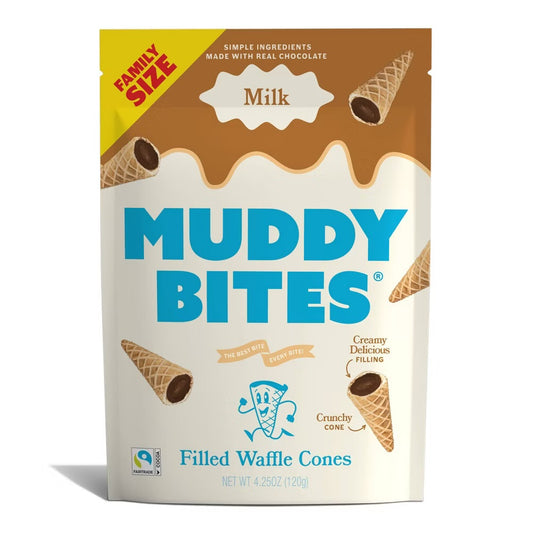 Muddy Bites Milk Chocolate Filled Waffle Cones (120g)