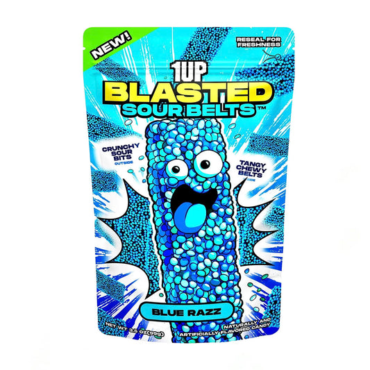 1UP Blasted Sour Belts Blue Razz (99g)