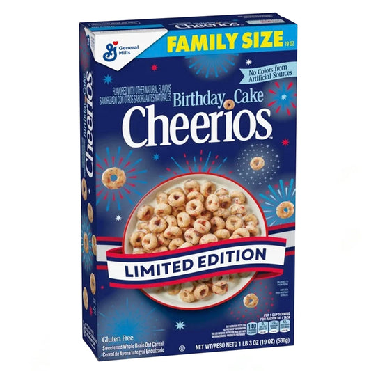 Cheerios Birthday Cake Limited Edition Family Size Cereal (538g)