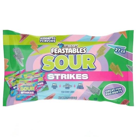 MrBeast Feastables Sour Strikes Assorted Flavours 27 Treat Packs (383g)