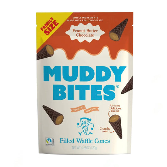 Muddy Bites Peanut Butter Chocolate Waffle Cone Snacks (120g)
