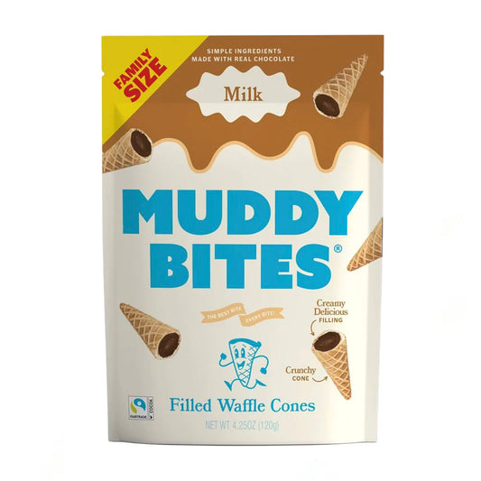 Muddy Bites Milk Chocolate Filled Waffle Cones (120g)