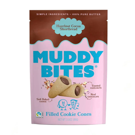 Muddy Bites Hazelnut Cocoa Shortbread Filled Cookie Cones (99g)
