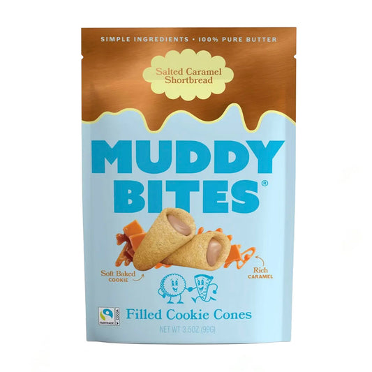Muddy Bites Salted Caramel Shortbread Filled Cookie Cones (99g)