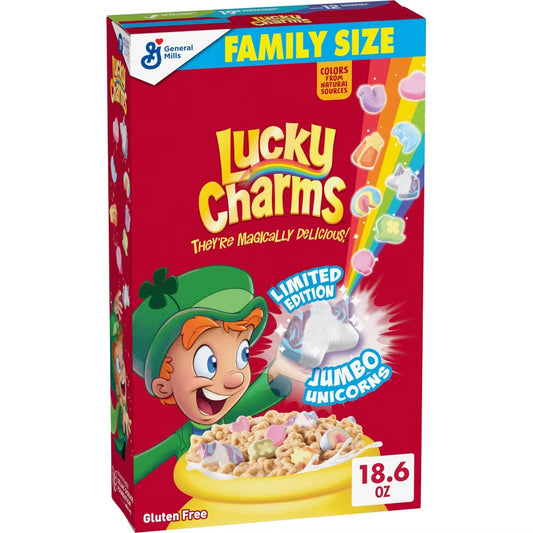 Lucky Charms Jumbo Rainbows Limited Edition Family Size Cereal (527g)