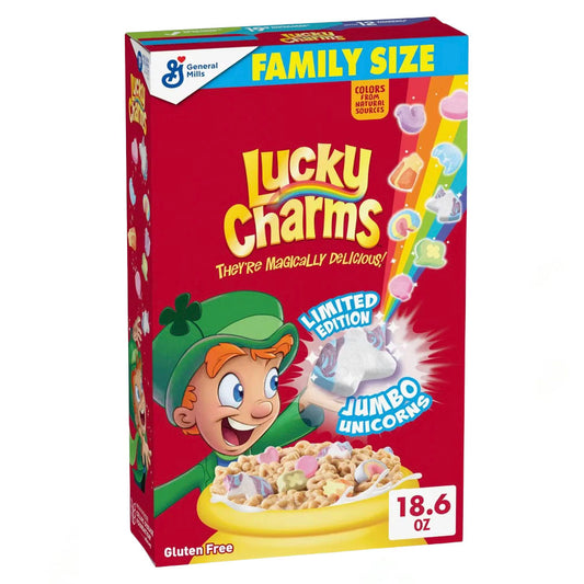 Lucky Charms Jumbo Rainbows Limited Edition Family Size Cereal (527g)