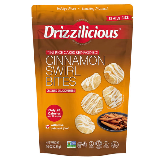 Drizzilicious Mini Rice Cakes Cinnamon Swirl Bites Family Size (283g)