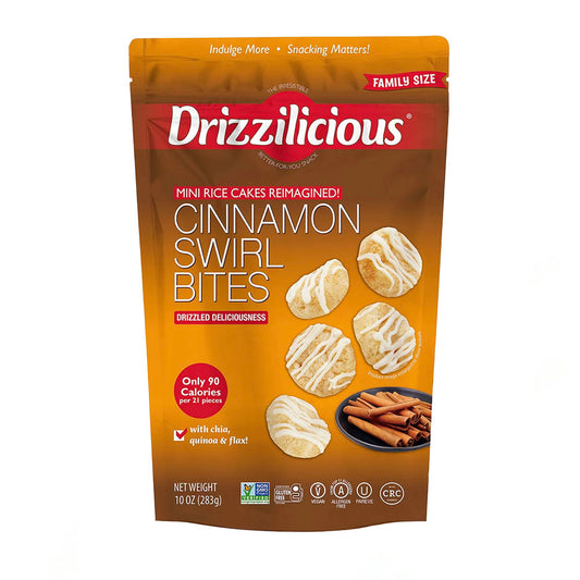 Drizzilicious Mini Rice Cakes Cinnamon Swirl Bites Family Size (283g)