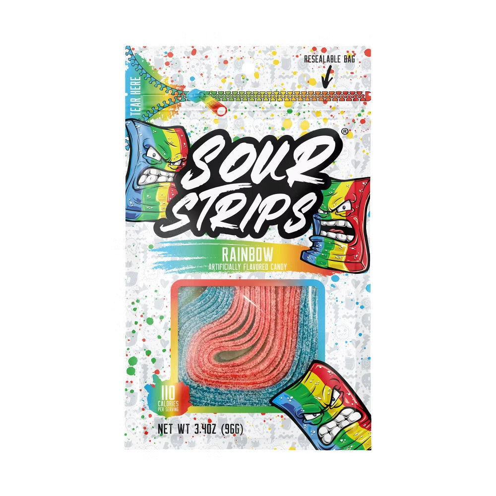 Sour Strips Rainbow Resealable Bag (96g)