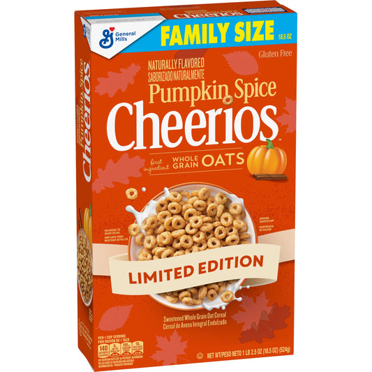 Cheerios Pumpkin Spice Limited Edition Family Size Cereal (524g)