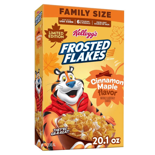 Kellogg's Frosted Flakes Cinnamon Maple Limited Edition Family Size Cereal (569g)