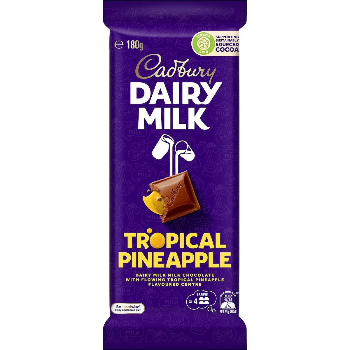Cadbury Dairy Milk Tropical Pineapple Chocolate Bar (180g)