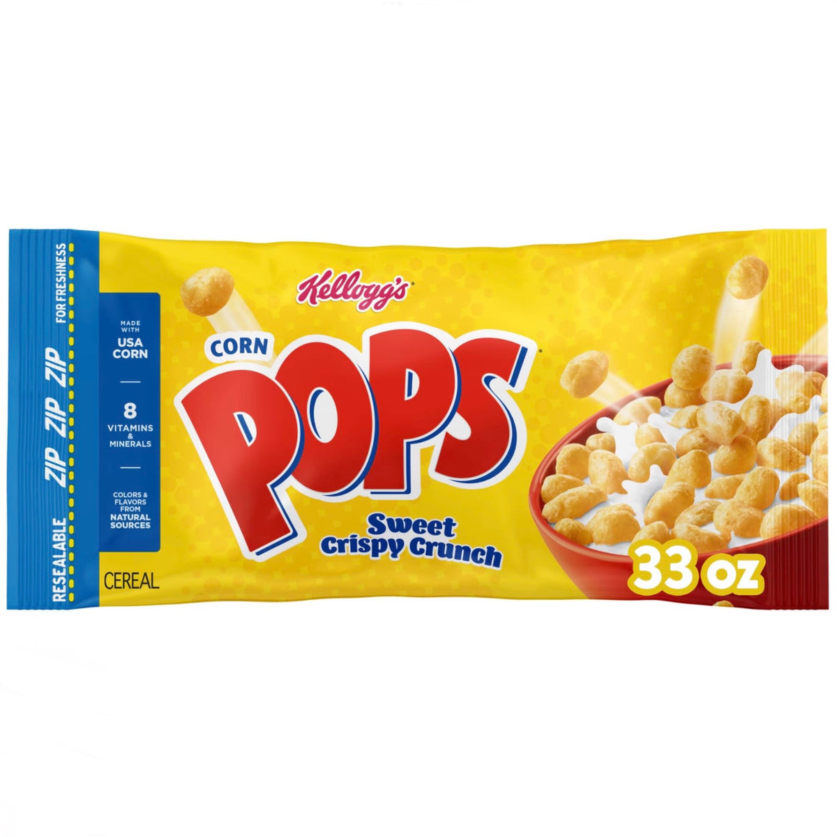Kellogg’s Corn Pops Cereal Resealable Bag (935g)