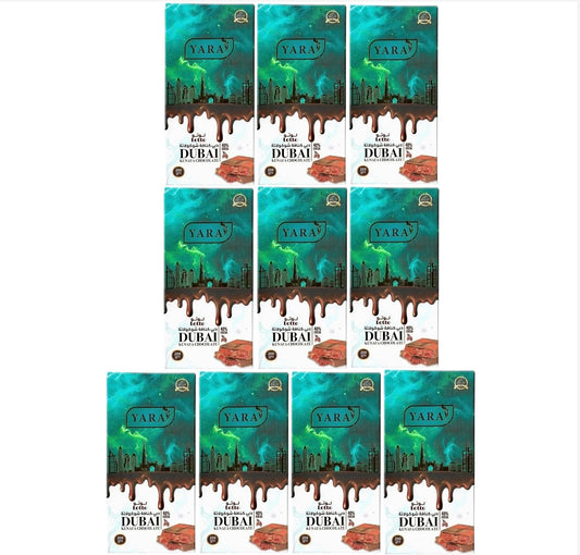 Dubai Pistachio Lotto Caramelised Biscuit Chocolate Bars Yara 10 Pack BB: 07/25