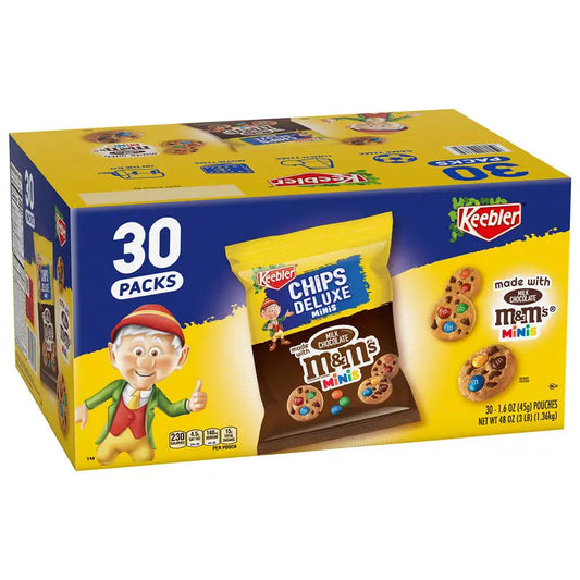 Keebler M&M Chocolate Chips Deluxe Minis 30 Pack