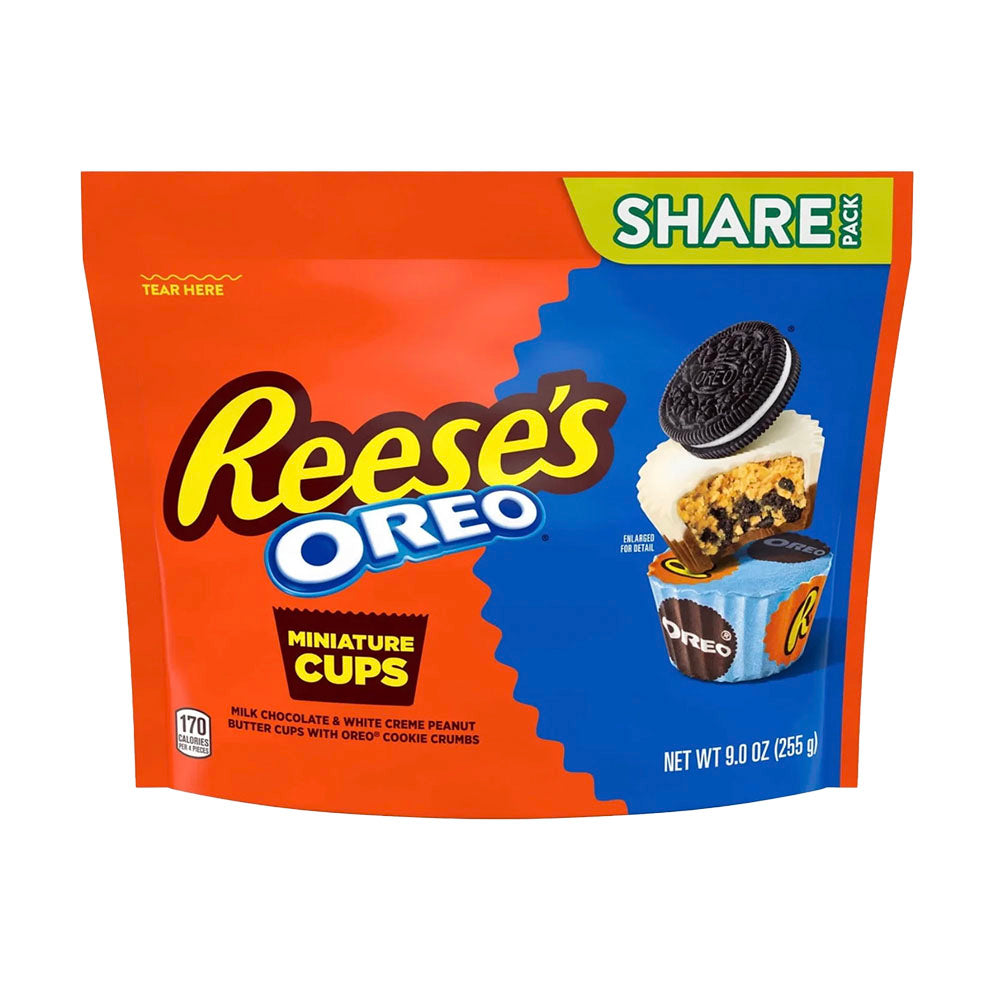Reese's Oreo Milk Chocolate & White Creme Peanut Butter Miniature Cups Share Size (255g)