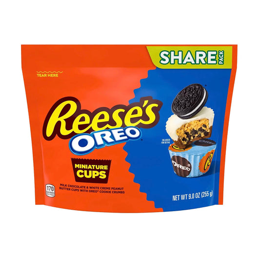 Reese's Oreo Milk Chocolate & White Creme Peanut Butter Miniature Cups Share Size (255g)