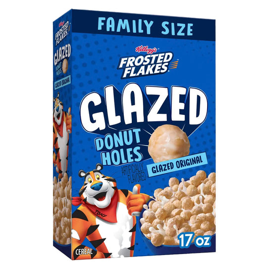 Kellogg's Frosted Flakes Glazed Donut Holes Family Size Cereal (481g)