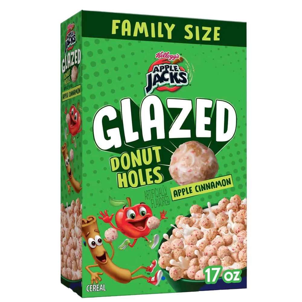 Kellogg’s Apple Jacks Glazed Donut Holes Apple Cinnamon Family Size Cereal (481g)