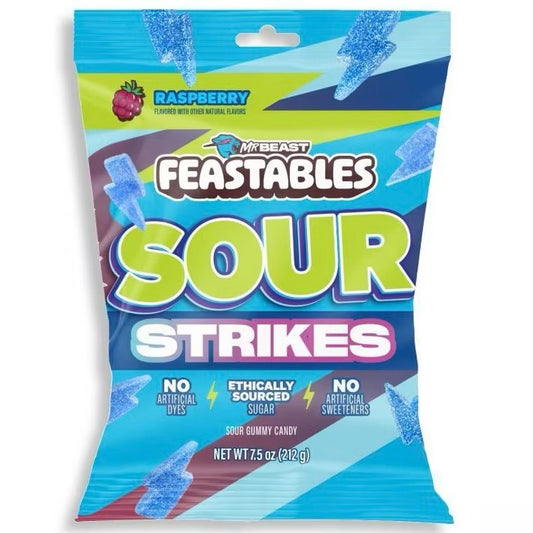 MrBeast Feastables Sour Strikes Sour Blue Raspberry (212g)