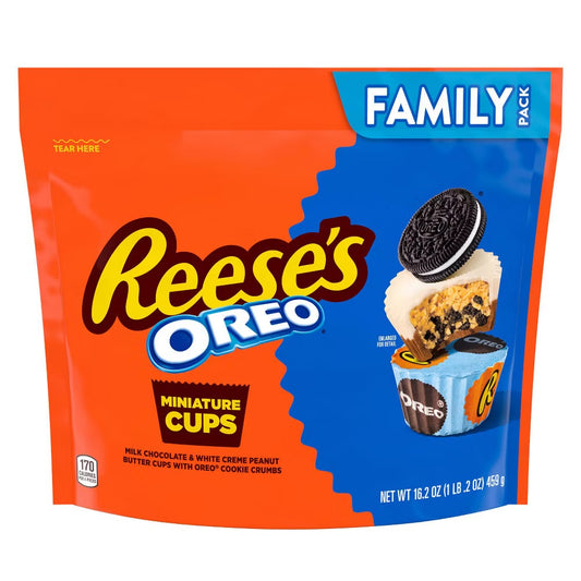Reese's Oreo Milk Chocolate & White Creme Peanut Butter Miniature Cups Family Size (459g)