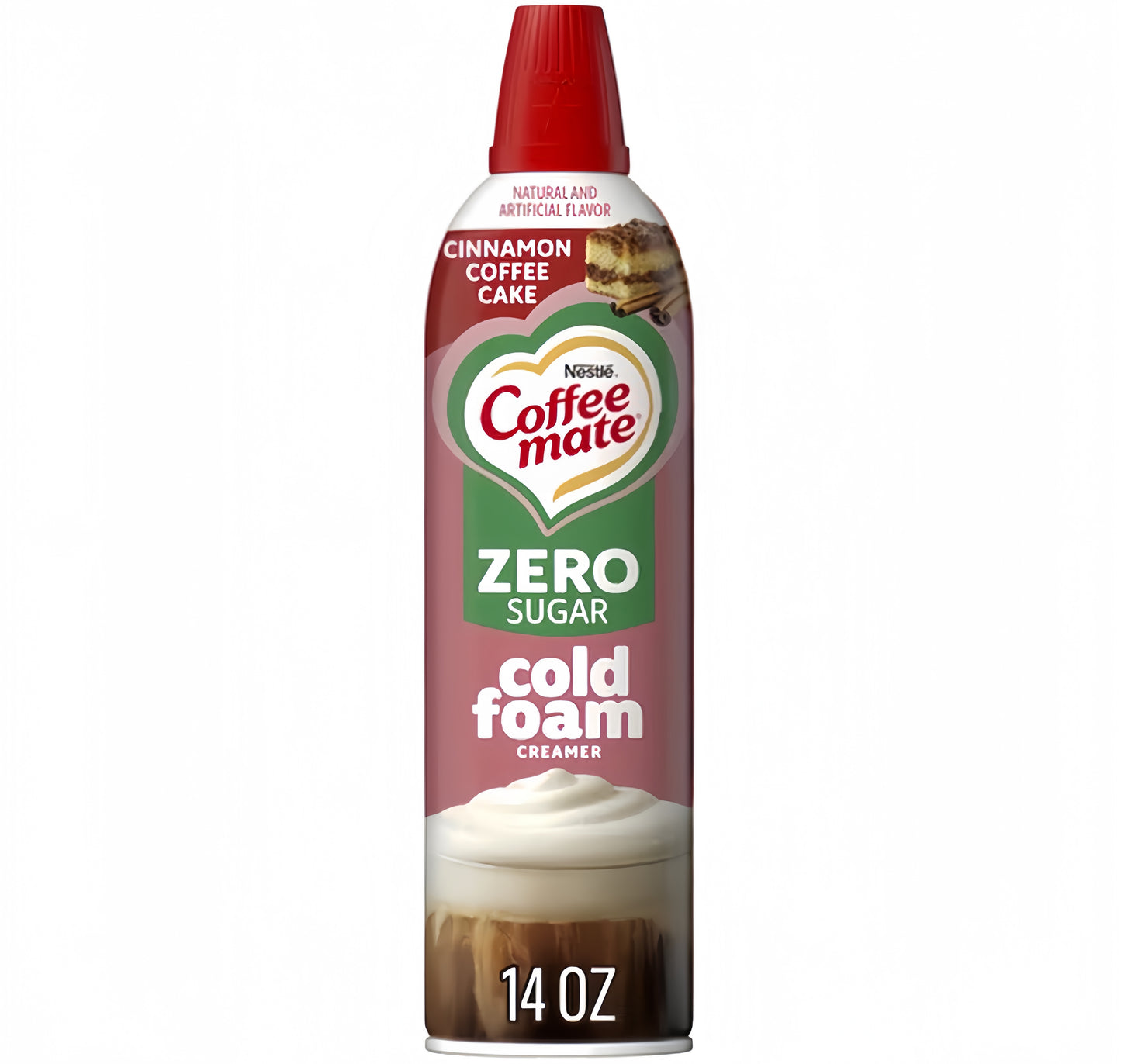 Coffee Mate Cold Foam Cinnamon Coffee Cake Zero Sugar Creamer (14oz)