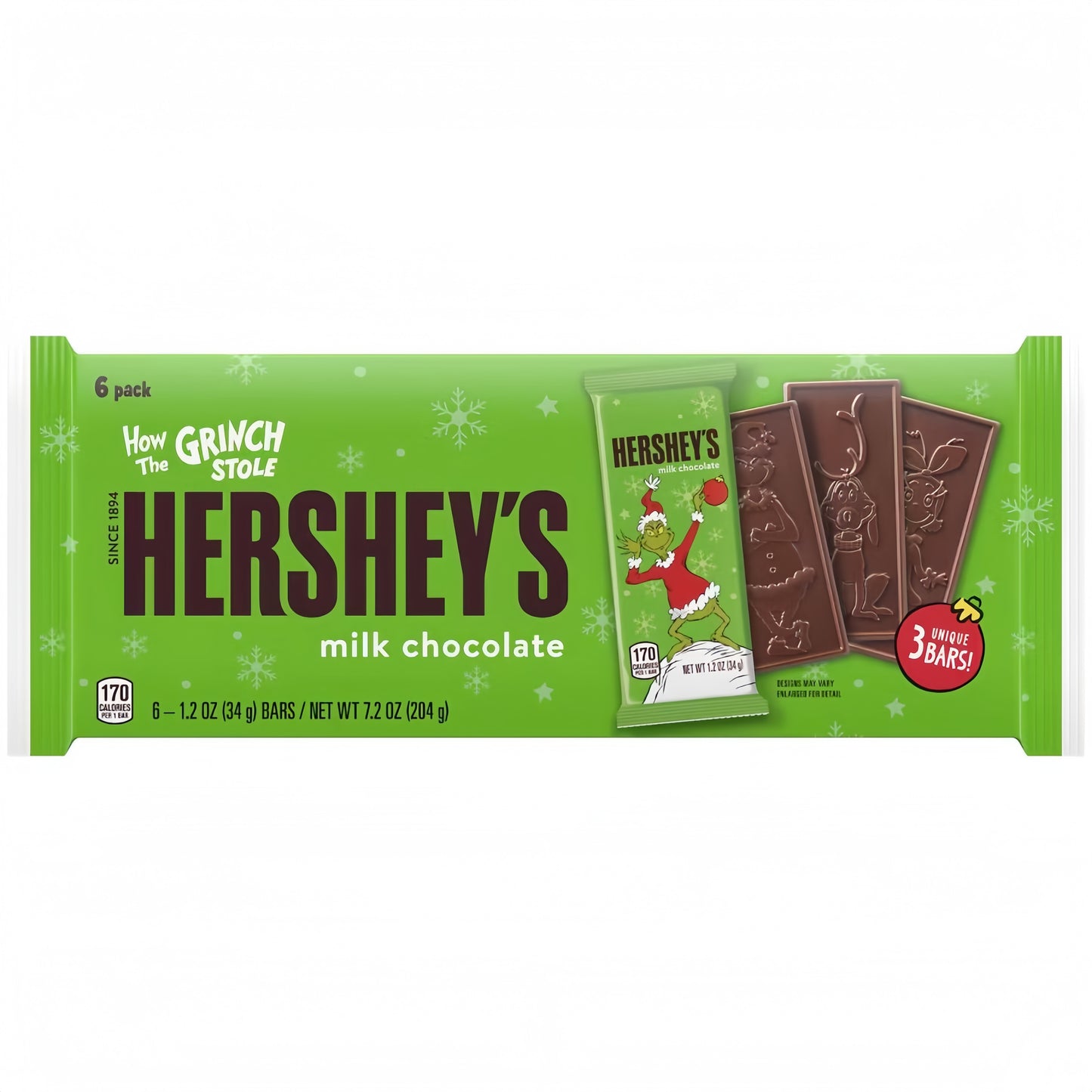Hershey's Grinch Milk Chocolate 6 Pack (204g)