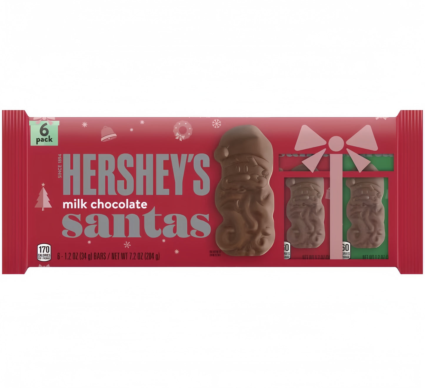 Hershey's Santas Milk Chocolate 6 Pack (204g)