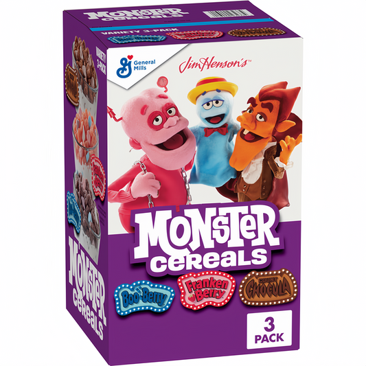 Jim Henson’s Boo Berry, Franken Berry & Count Chocula Monster Cereals Variety 3 Pack (882g)