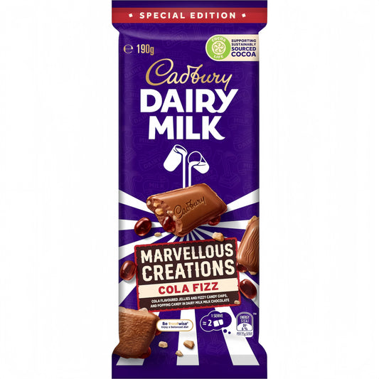 Cadbury Dairy Milk Marvellous Creations Cola Fizz Chocolate Bar Special Edition (190g)