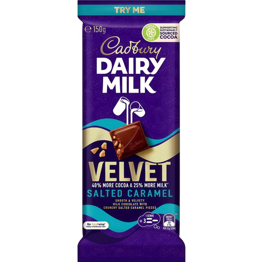 Cadbury Dairy Milk Velvet Salted Caramel Chocolate Bar (150g)