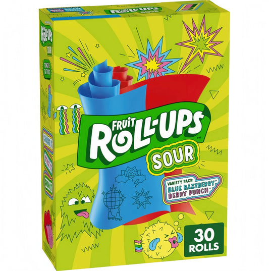 Fruit Roll Ups Sour Variety Family Pack Box 30 Rolls (425g)