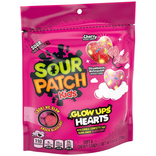 Sour Patch Kids Glow Ups Hearts Cherry & Strawberry Watermelon Bag (238g)