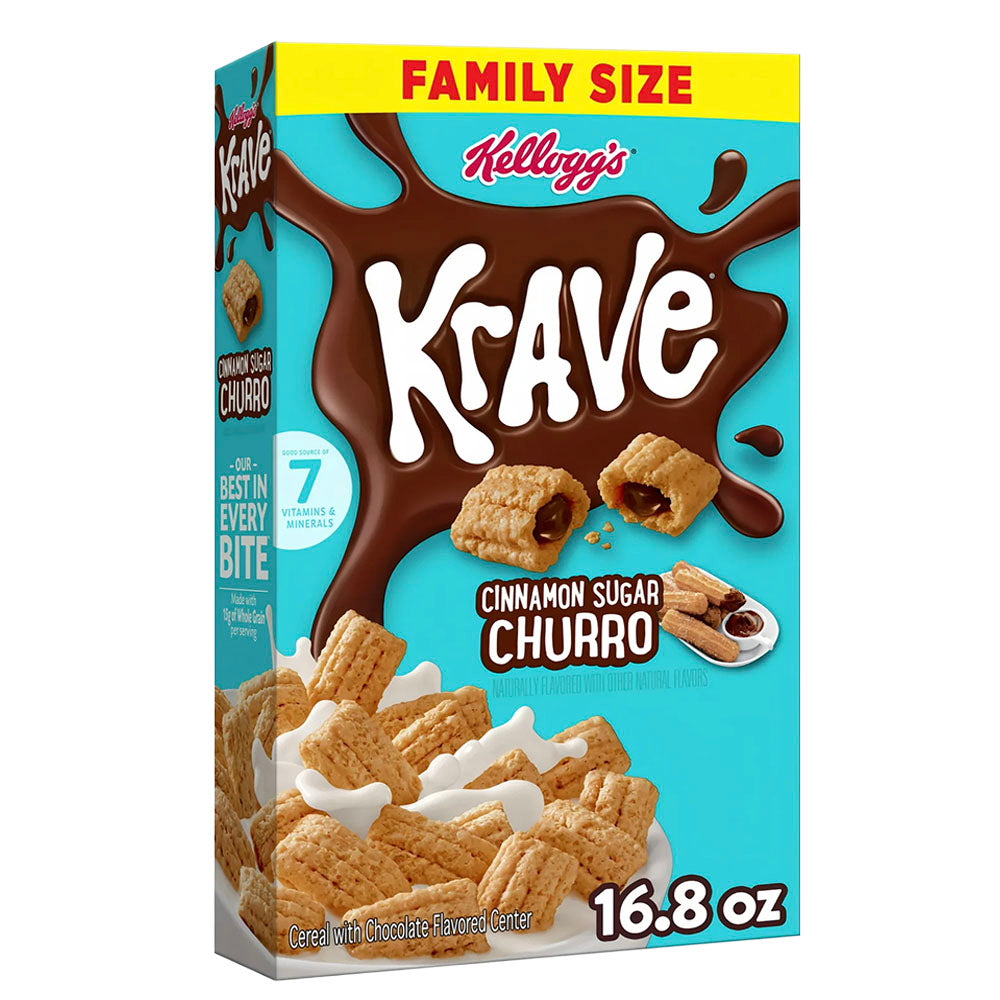 Kellogg’s Krave Cinnamon Sugar Churro Family Size Cereal (476g)