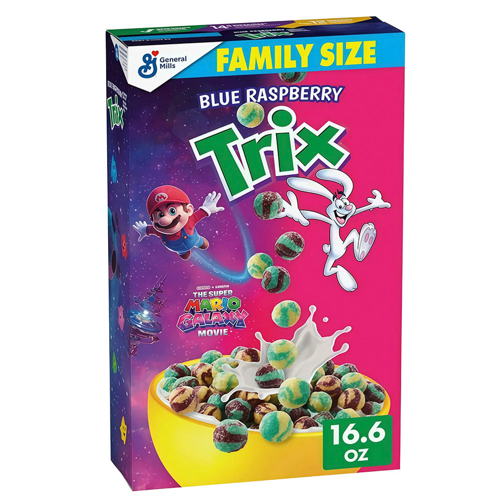 Trix Blue Raspberry The Super Mario Galaxy Movie Family Size Cereal (470g)