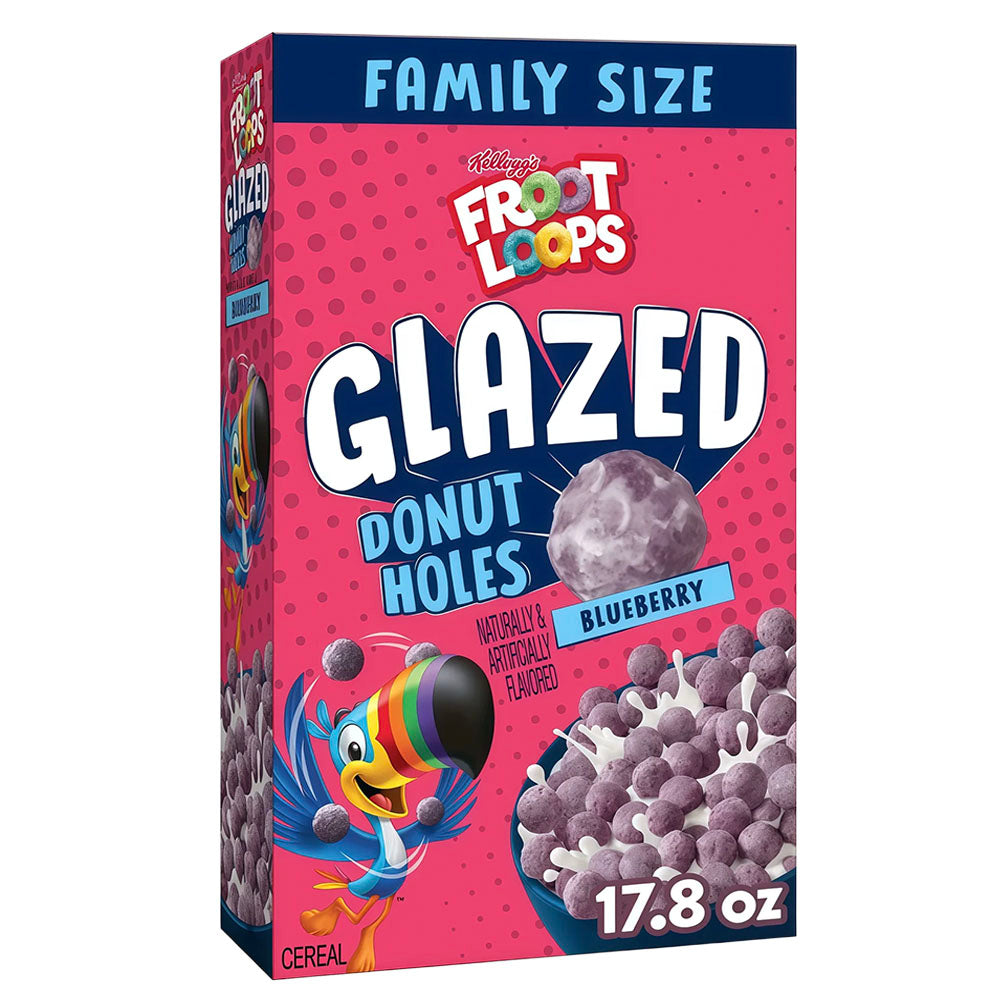 Froot Loops Glazed Donut Holes Blueberry Family Size Cereal (504g)