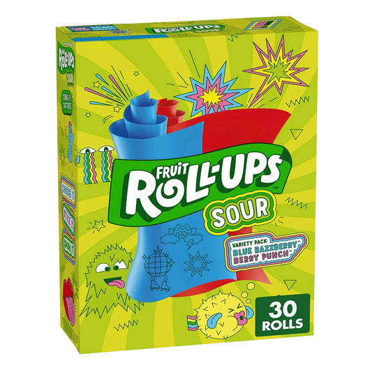 Fruit Roll Ups Sour Variety Family Pack Box 30 Rolls (425g)