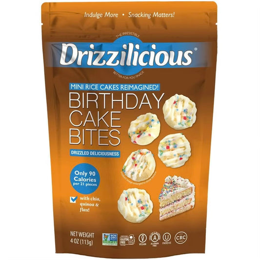 Drizzilicious Mini Rice Cakes Birthday Cake Bites (113g)