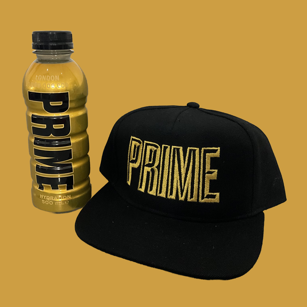 Prime Hydration Golden London Bottle & Prime 1 Billion Hat